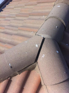 Damaged concrete roof tile repair